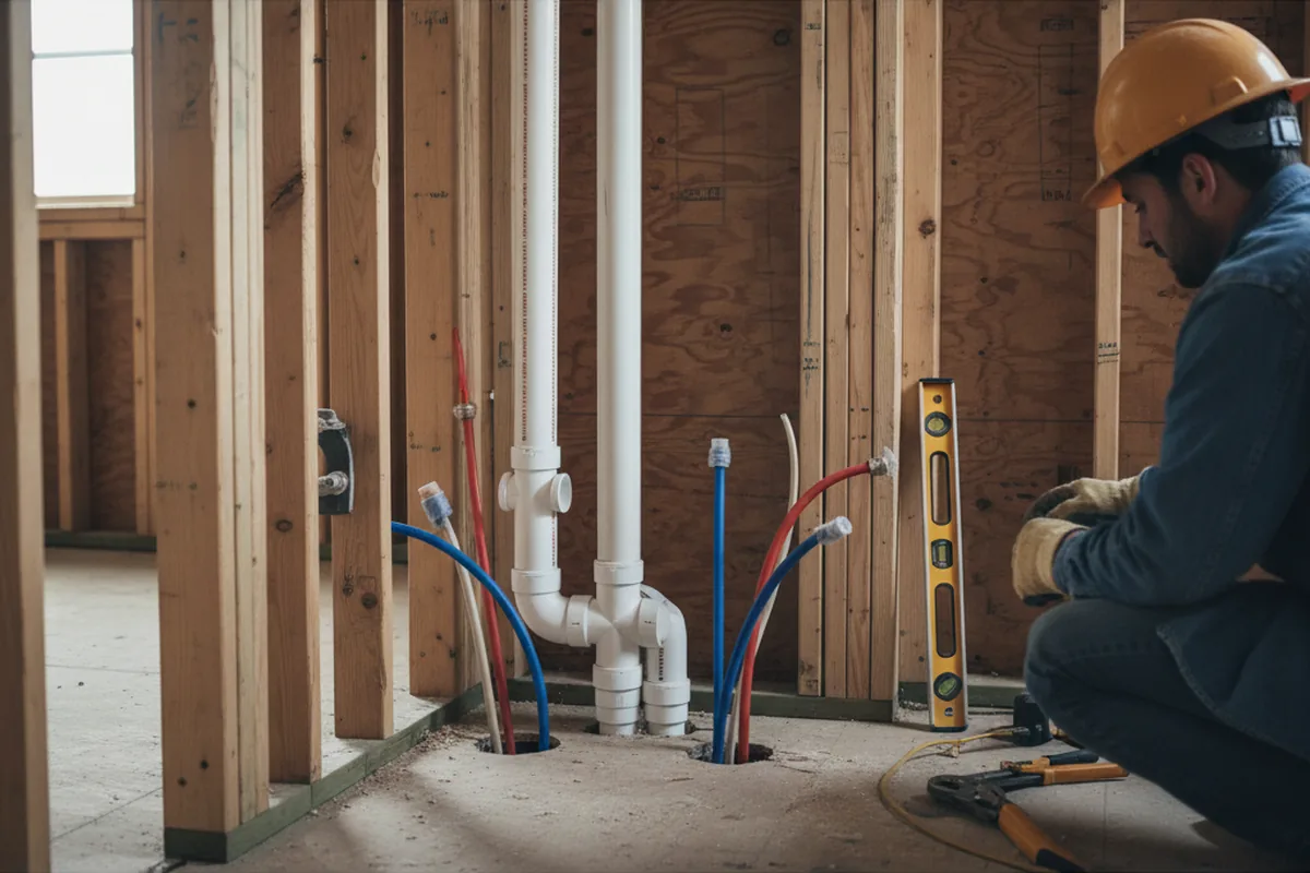Drain and supply rough-in during Leak Detection in Sevierville