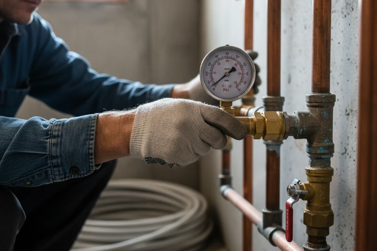 Pressure testing a repaired line during Water Line Repair in Sevierville